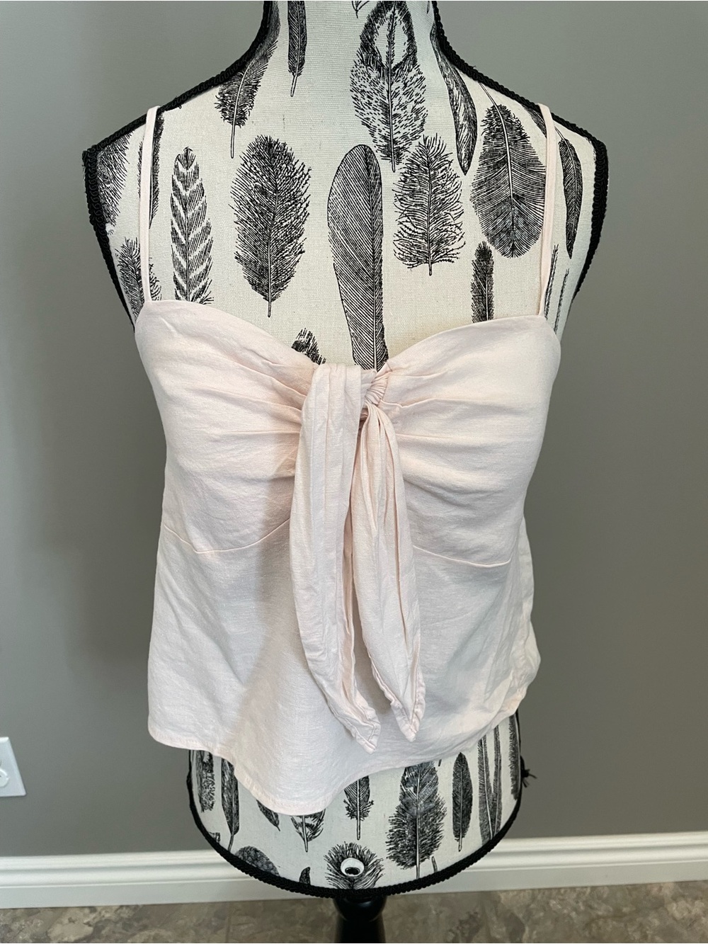 JOHN GALT Pale Pink Tie-Front Spaghetti Strap Camisole